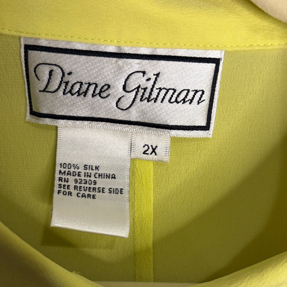 Vintage Diane Gilman Neon Tropical Animal Print Leopard Button-Up Blouse Size 2X - Picture 3 of 15